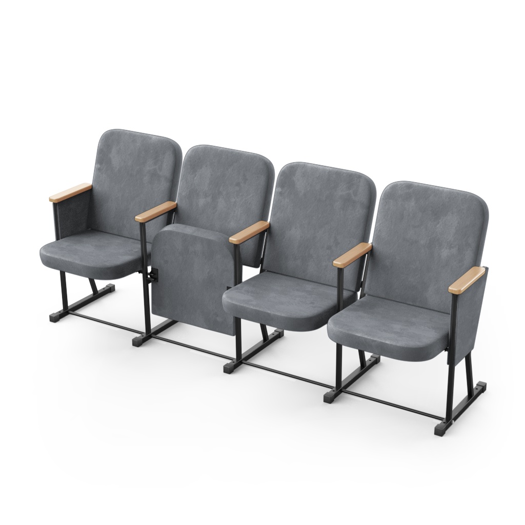 Крісло секційне ПРЕМ'ЄРА ТЕМПО з дерев'яним підлокітником та фальшпанелями, 4шт